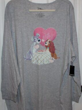 NWT Torrid Disney Lady and The Tramp cotton Tee 5X(28W) CUTE /FUN!!